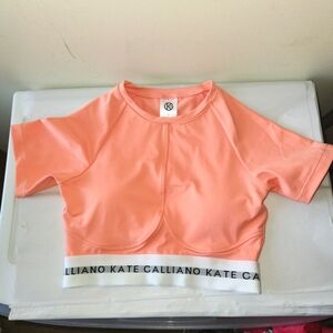 Kate Galliano NWOT Neo Form Sculpt Gym Crop Top Padded Size S Removable Pads